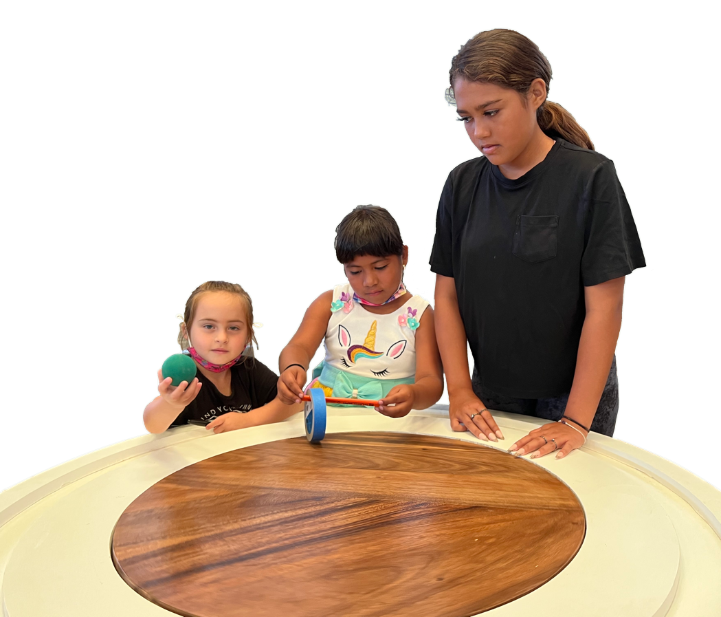 Kids playing with the spinning table